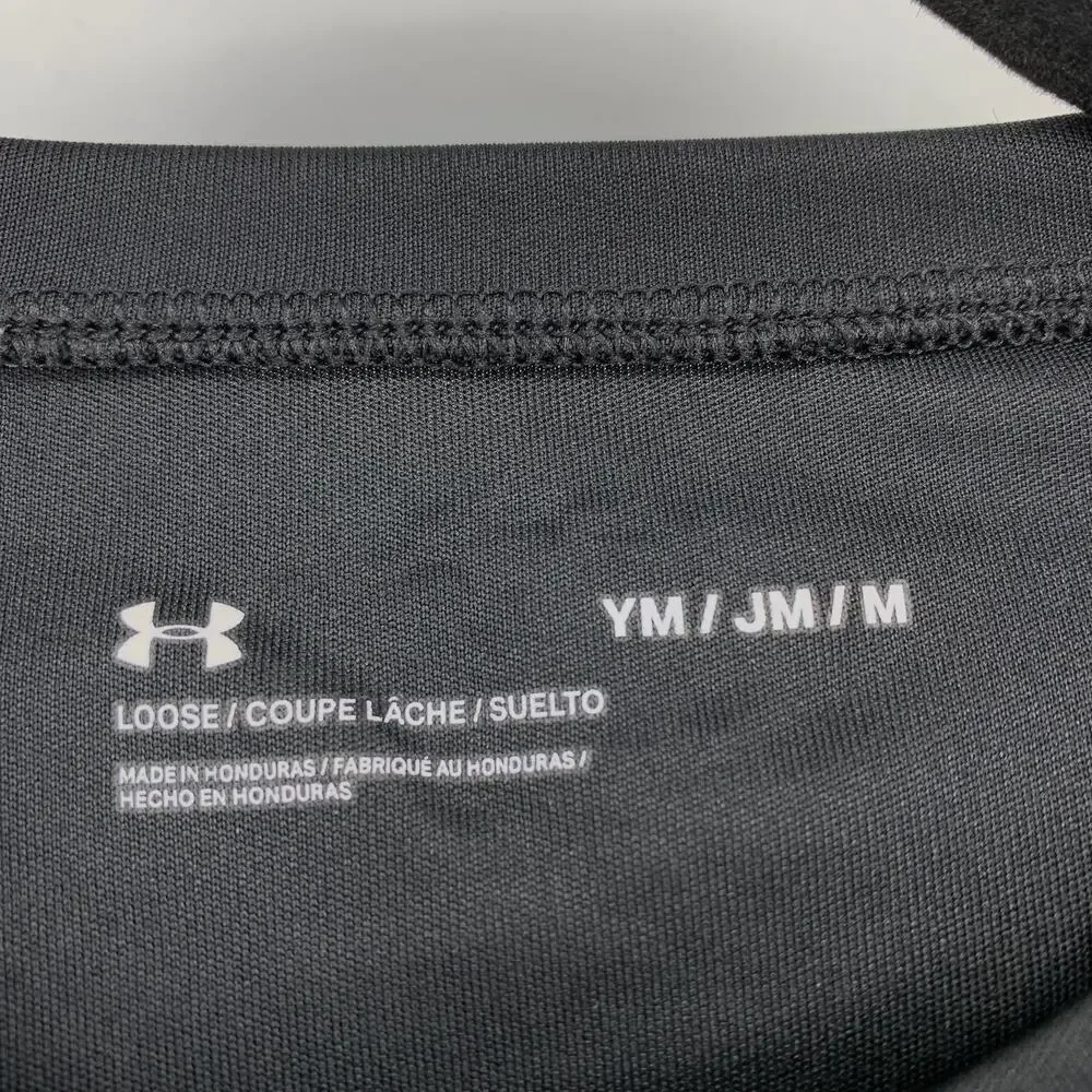 Under Armour Short Sleeve T-Shirt Boys Size Medium Black White Crew Neck